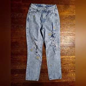 Pacsun Lightwash Embroidered Jeans